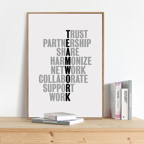 TeamWork Motivational Quotes Canvas Art Print Office Poster